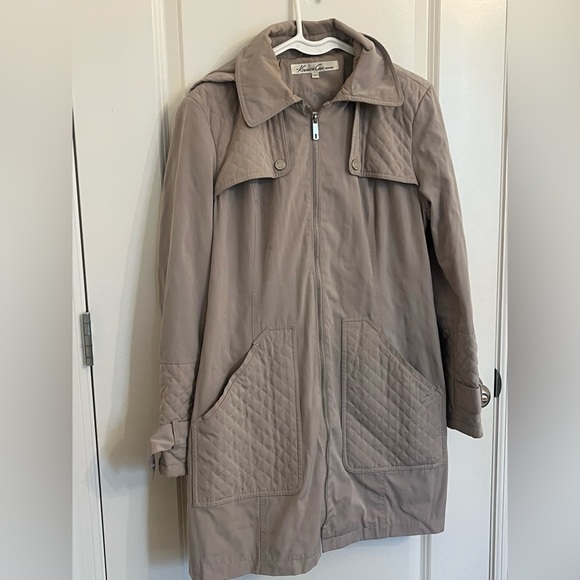 Kenneth Cole New York Quilted Tan Trench Coat Size Large - Picture 4 of 12
